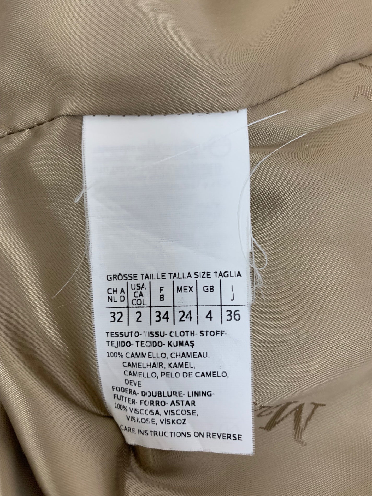 マックスマーラ GESSO 10861553 コート 36 キャメル 白タグ ITAFMB2AL2EW