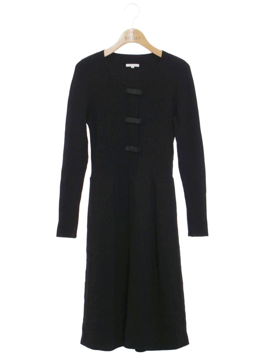 トゥービーシック UMF93-810-09 ワンピース 40 ブラック ニット グログランテープ リボン ITV37QZWPSF6