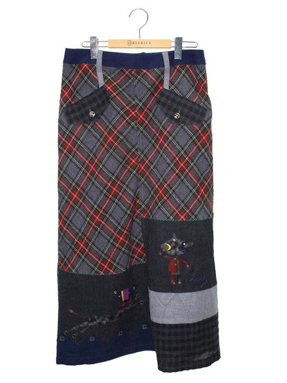 アルベロベロ 417095 スカート F グレー パッチワーク チェック柄 ウール IT2T2EL07IKO