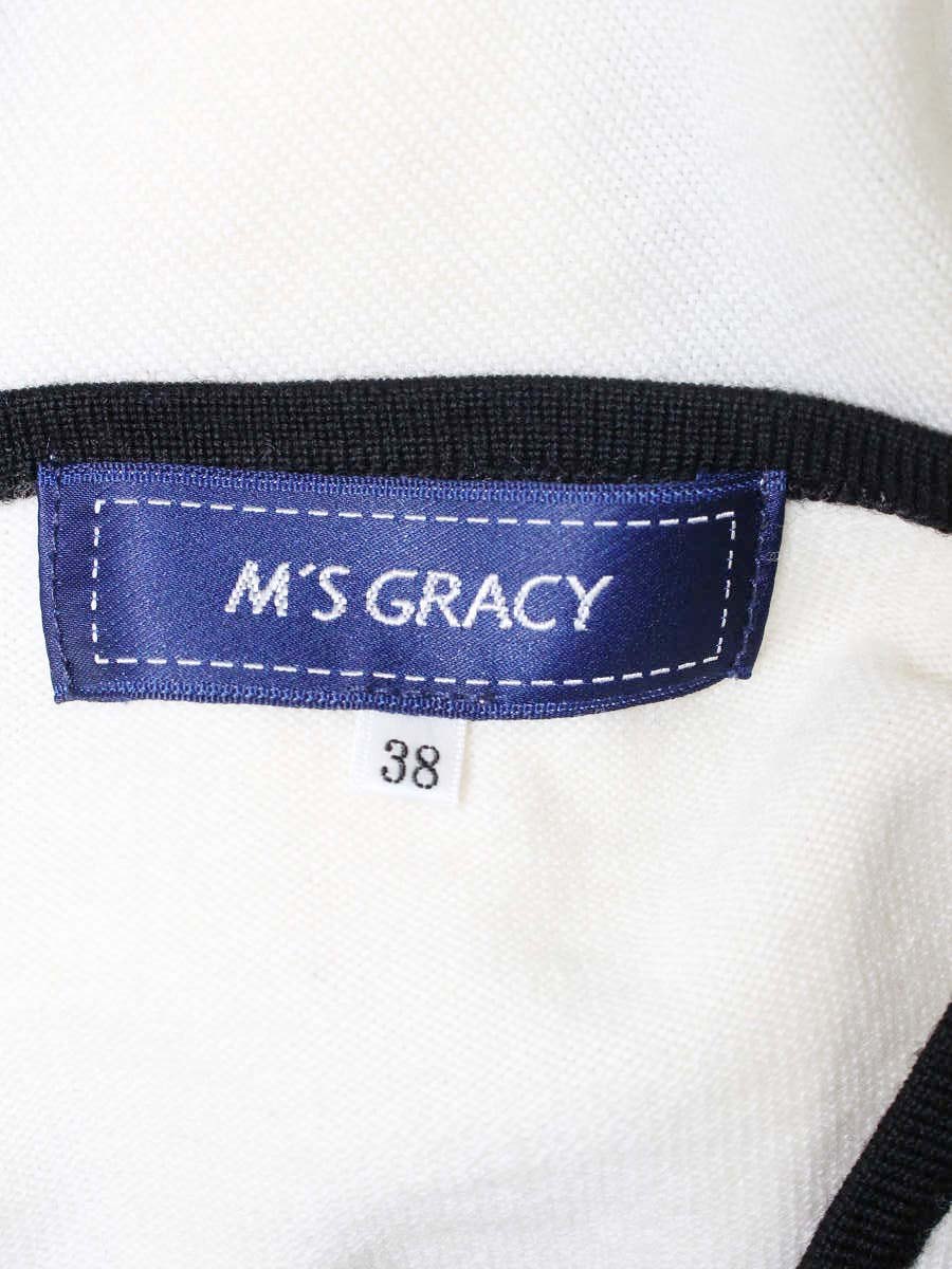 エムズグレイシー リボンモチーフニットカーディガン 118615 38 ブラック/ホワイト ITIET76L9ZDK