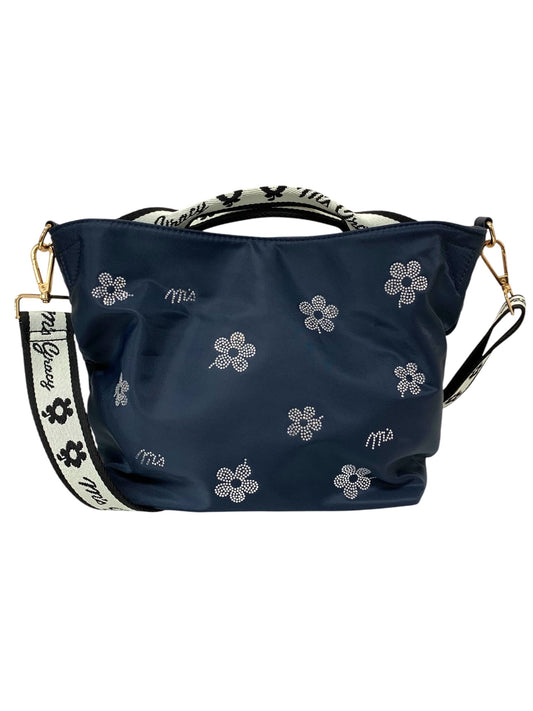 エムズグレイシー Bag 494302 ショルダーバッグ ネイビー フラワーストーン ナイロン 2WAY ITN6HRKGB45K