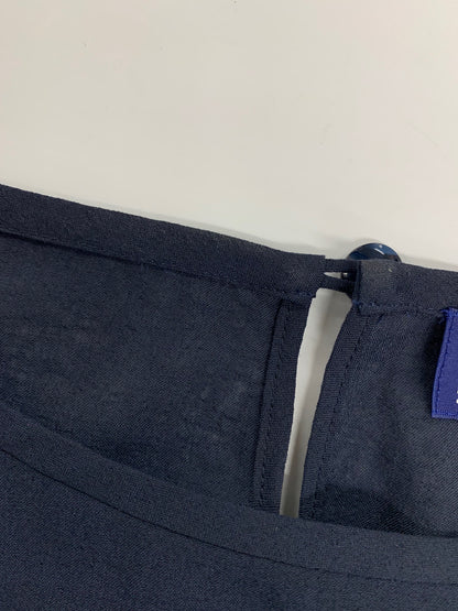 エムズグレイシー 011323 ワンピース 40 ネイビー ウエストギャザー 袖リボン ITTXKQPG3T6O