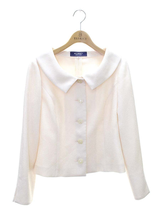 エムズグレイシー 914110 ジャケット 38 アイボリー カメリアボタン ラインストーン ITZACHJYH3IO