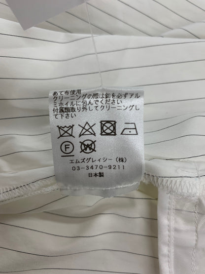 エムズグレイシー 110325 ブラウス 38 ホワイト リボン パールボタン ストライプ ITRI412VVULW