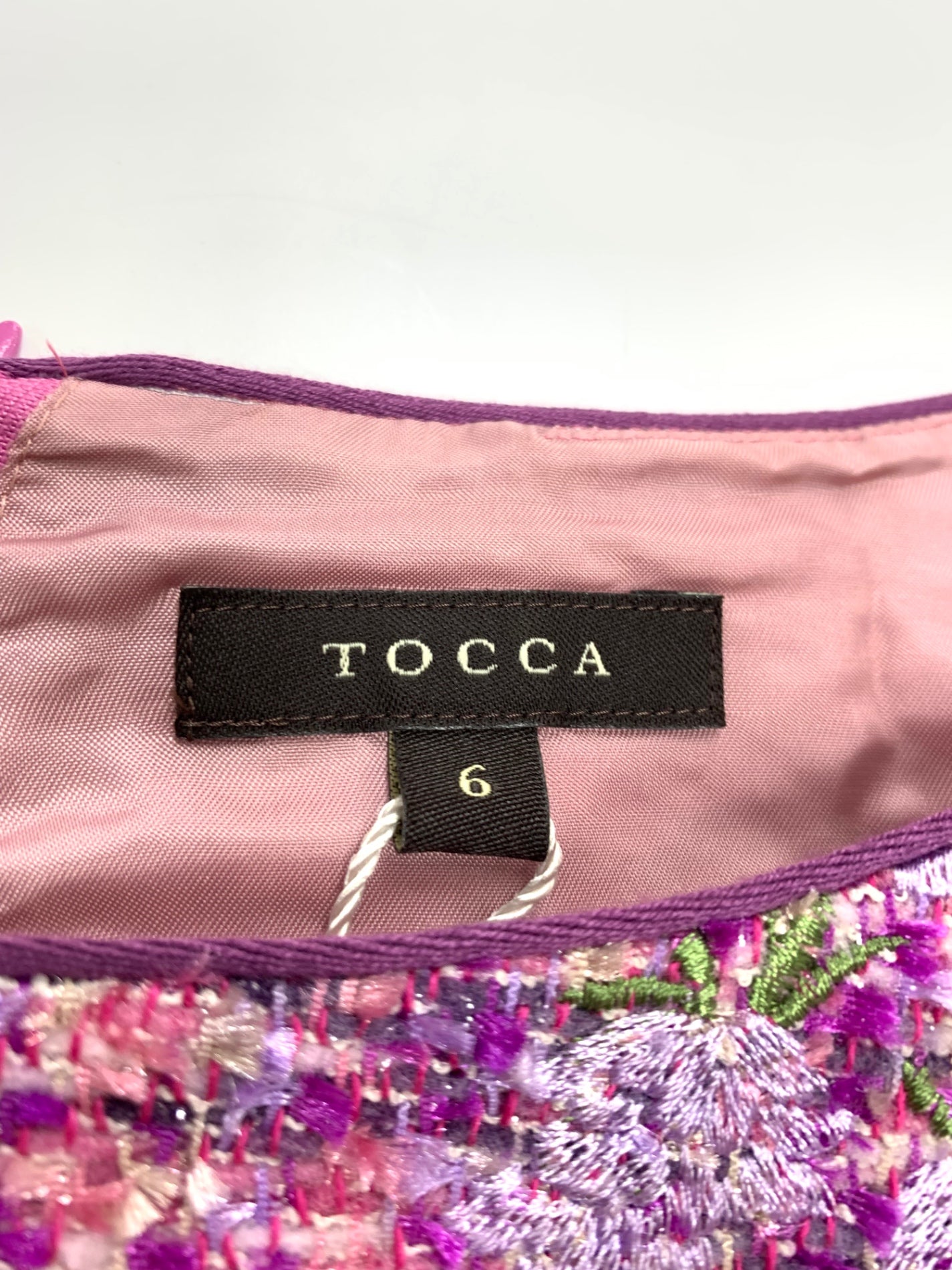 トッカ OPTONX0502 ワンピース 6 パープル ツイード フラワーモチーフ 刺繍 ITX434HN878E