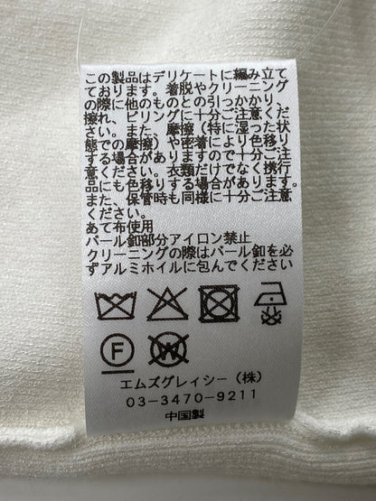 エムズグレイシー 518603 ニット 38 ホワイト パール 衿フリル ITGIUJN21KBO