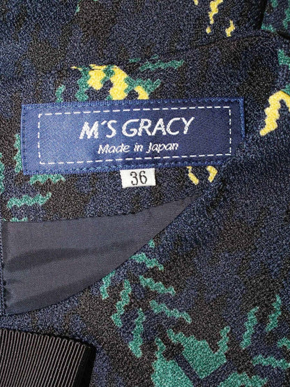 エムズグレイシー ネイビーxグリーンチェックワンピース 211510 36 ネイビー ITDL46Z0UDS4