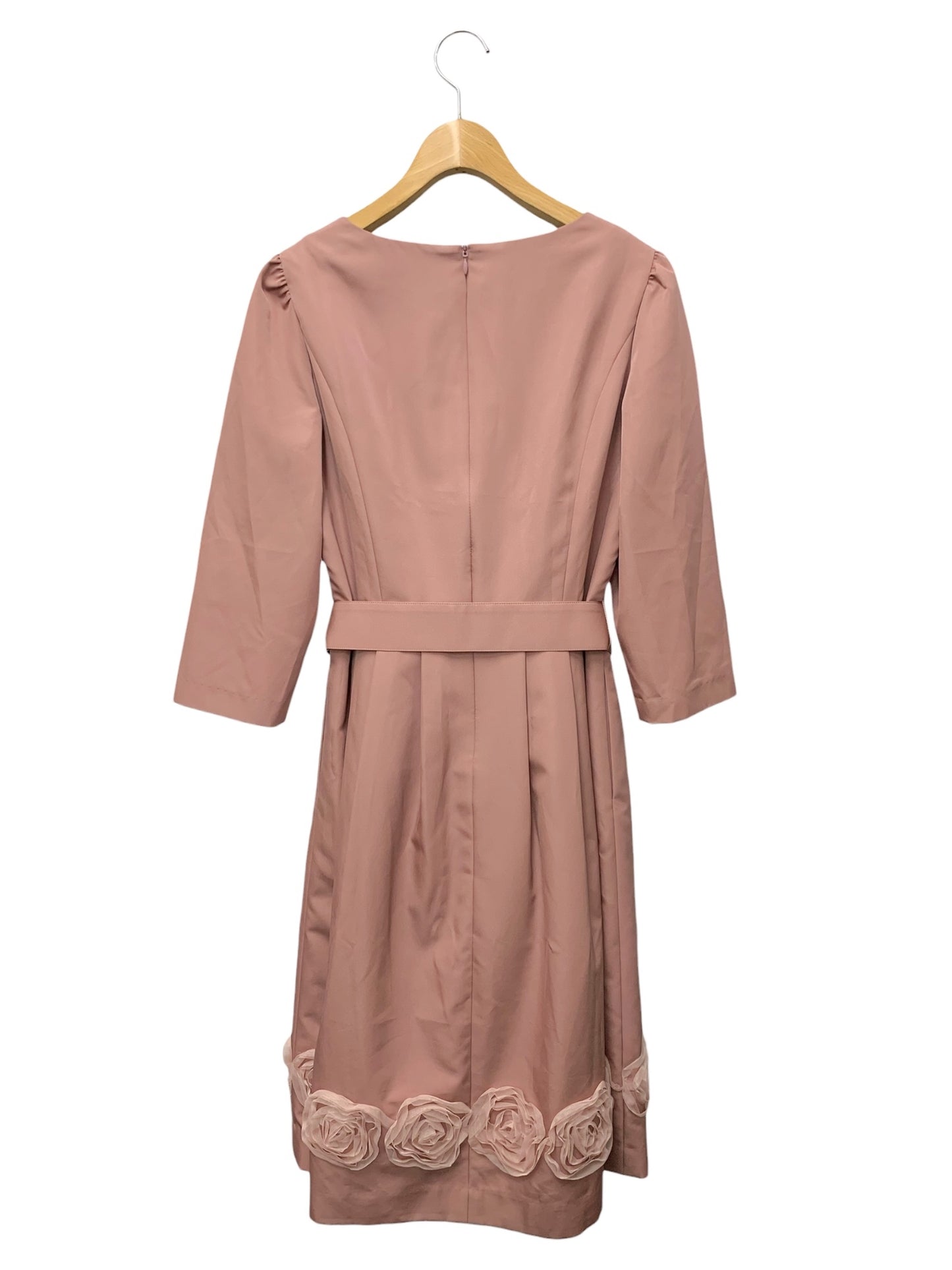 エムズグレイシー 411503  ワンピース 42 ピンク クルーネック バラ チュール ITYHB83ZB7O2