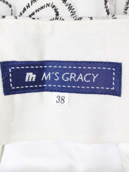 エムズグレイシー 727135 スカート 38 ベージュ リボン リネン混 IT0URB50R7BU 【SALE】