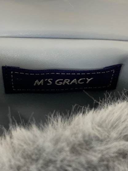 エムズグレイシー パールショルダー付きフェイクファーバッグ 494538 ブルー ITKIYFM1RL5O