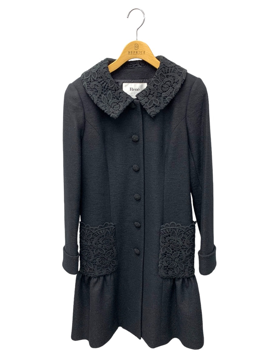 ルネ TISSUE Fancy Tweed Coat 6248100 36 ブラック  マリアケント フラワー ITYEY20U0QQV