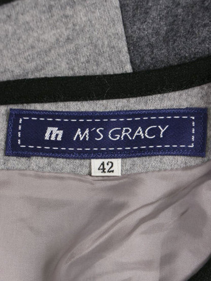 エムズグレイシー 521550 ワンピース 42 グレー ウール バイカラー IT4GA7RFOL4G