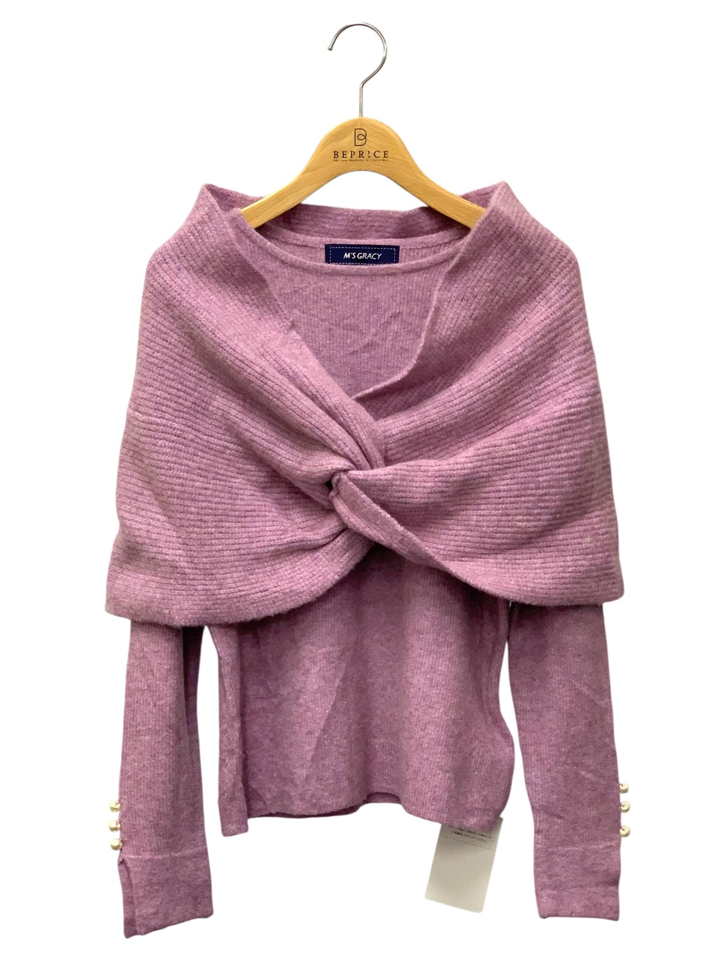 エムズグレイシー Off Shoulder Knit 818596 ニット セーター 38 パープル ITZ63APG5P3U 【SALE】