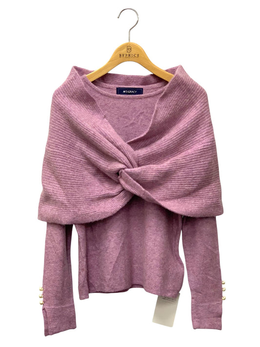 エムズグレイシー Off Shoulder Knit 818596 ニット セーター 38 パープル ITZ63APG5P3U