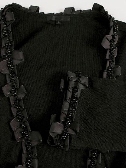 トゥービーシック UD445-252-09 ボレロ 2 ブラック ビーズ リボン ニット カーディガン ITABZSFWL98K