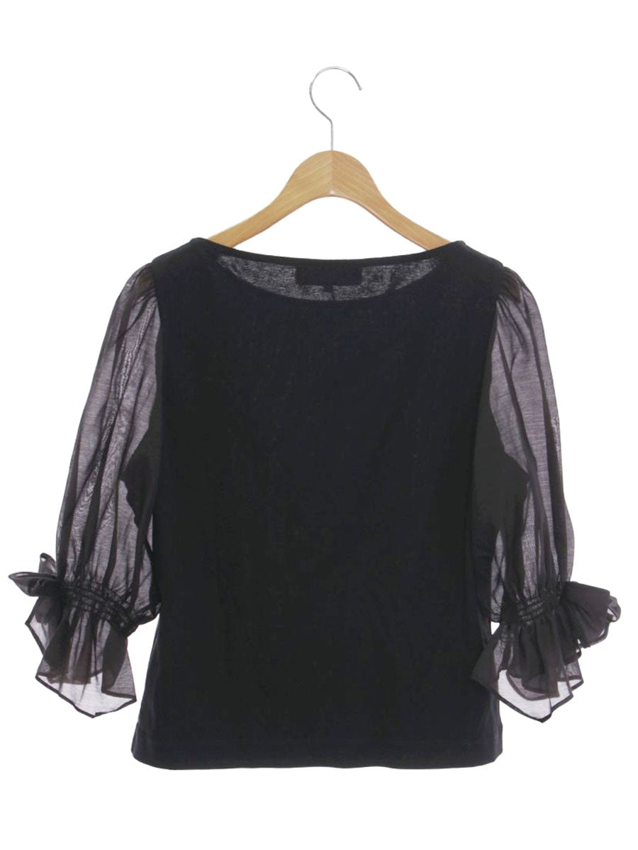 エムズグレイシー 015326 カットソー 40 ブラック シアースリーブ ITH0X6UEJHSA