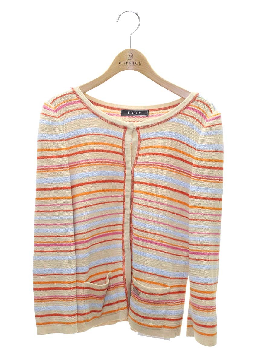 フォクシーブティック 30486 カーディガン 38 マルチカラー ボーダー ITIK9RXBP4NB
