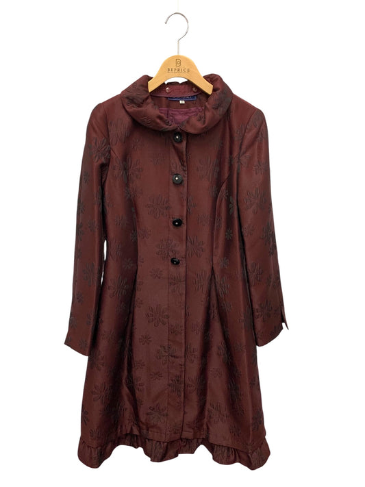 エムズグレイシー 229501 コート 38 ワインレッド 衿付き フラワーモチーフ ITCS3N4H9B0G
