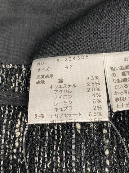 エムズグレイシー 224305 ジャケット 42 ブラック ツイード フリル IT0H8W0JKK3E
