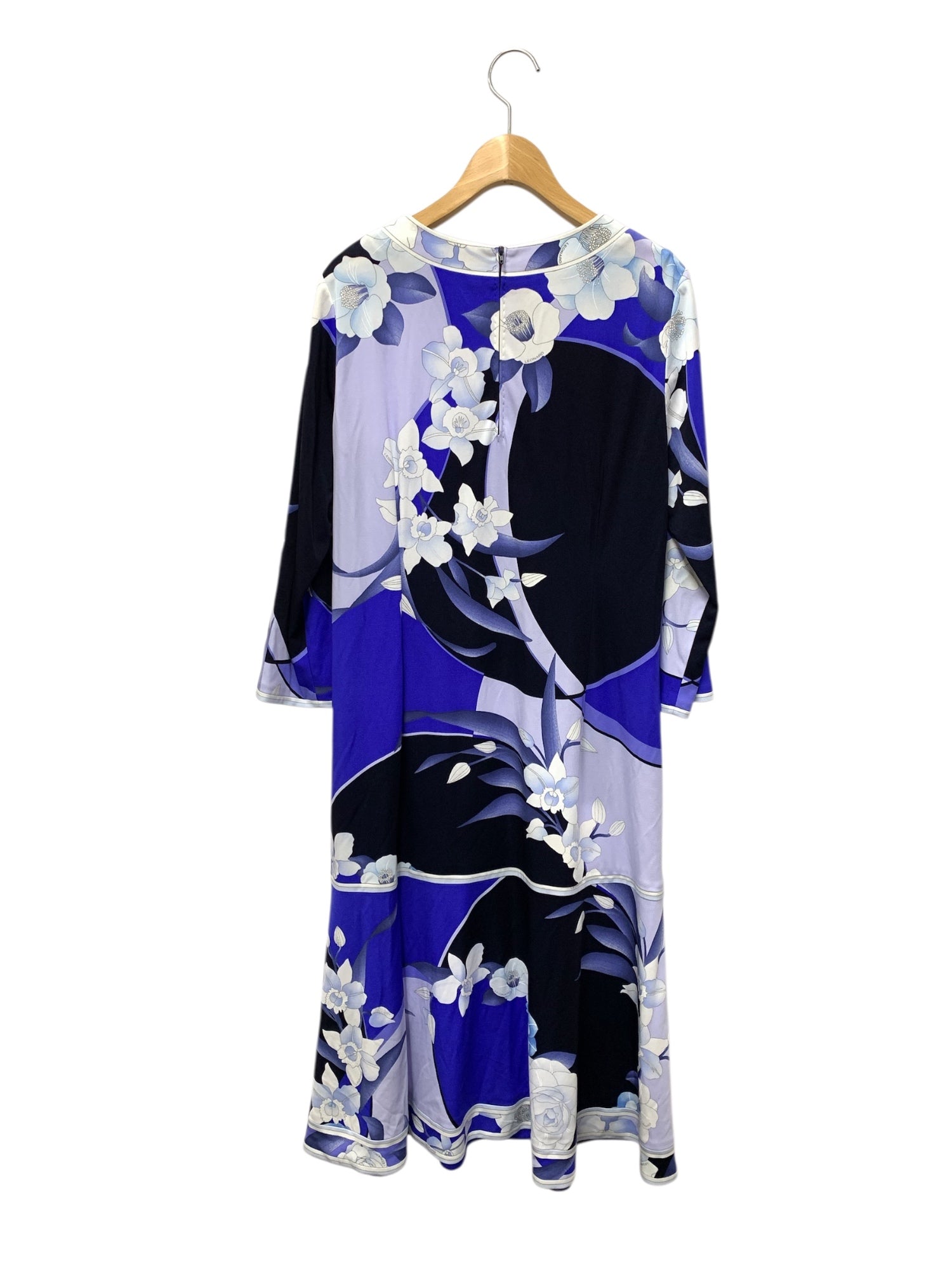 レオナールファッション 0190018 ワンピース 42 ブルー カンカン