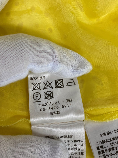 エムズグレイシー 011319 ワンピース 38 イエロー カットワーク タック フレア IT0697UJ0O1G 【SALE】
