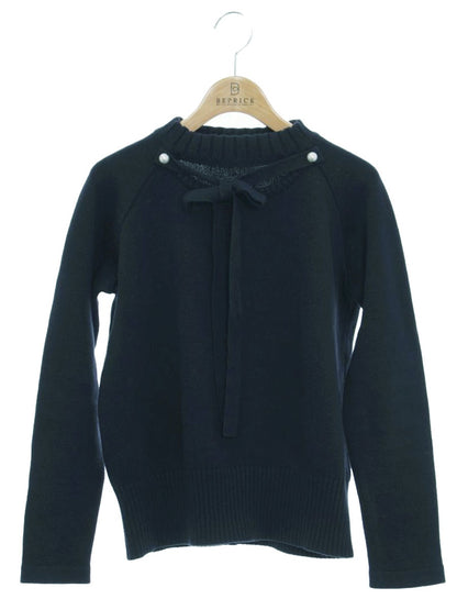 ルネ 6212430 ニット 34 ネイビー パール リボン ITF0DTGJF8RU