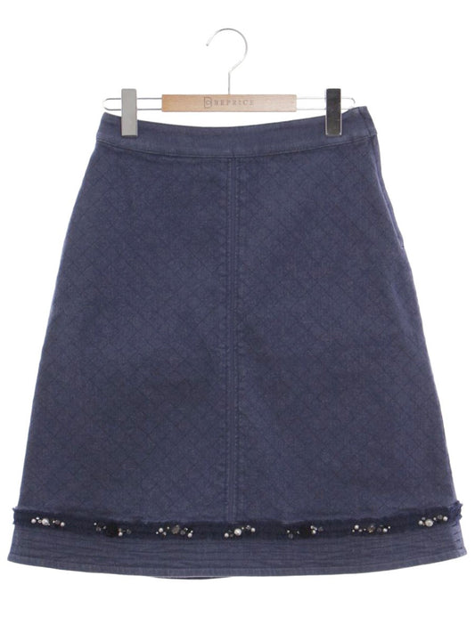 トゥービーシック W5S08-127-28 スカート 40 ネイビー デニム ビジュー ITSLBNVQTKEW