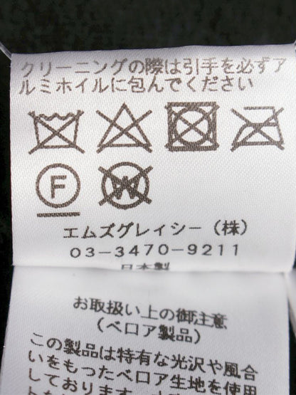 エムズグレイシー 014508 パーカー 38 ブラック フラワージップ フリル ベロア IT4WR1ILGB46