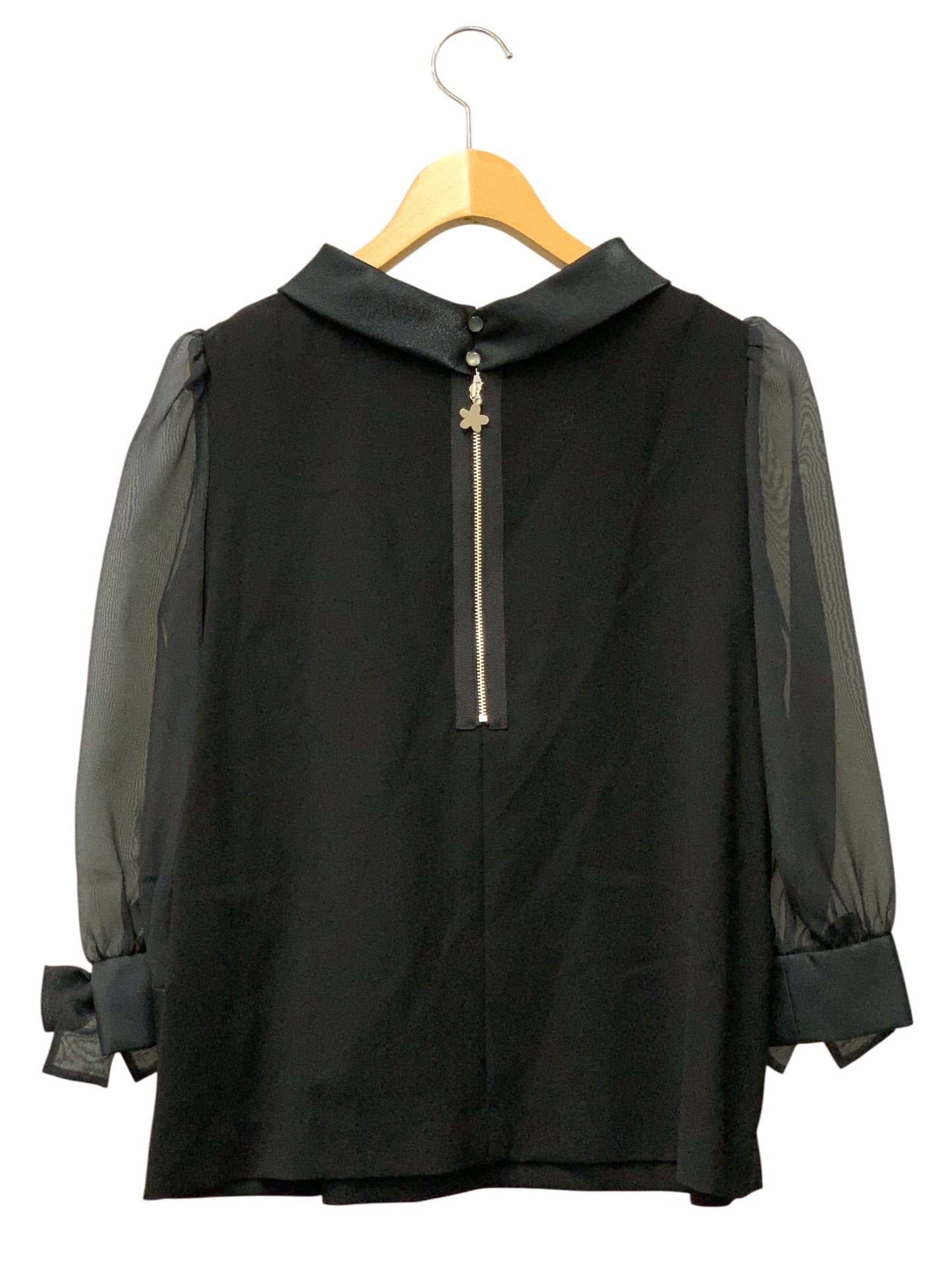 エムズグレイシー 420108 シャツ ブラウス 40 ブラック フラワージップ ITKZRM60D71I
