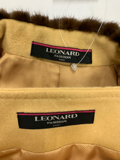 レオナールファッション 0361950 0362951 スカートスーツ 13AR 76-99 ブラウン セットアップ ミンクファー ジャケット スカート カシミヤ IT5QW1F42HUW