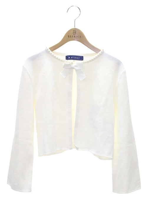 エムズグレイシー 628108  ボレロ カーディガン 40 アイボリー パール リボン ITRZC1646F3K