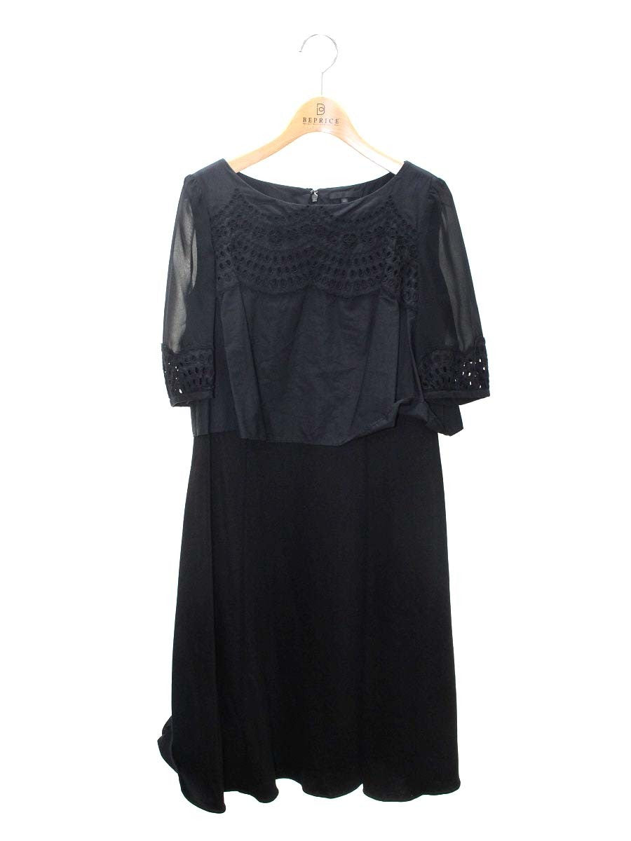 トゥービーシック W5J17-781-09 ワンピース 40 ブラック 袖シフォン 切替 IT1DNEF3GDIC