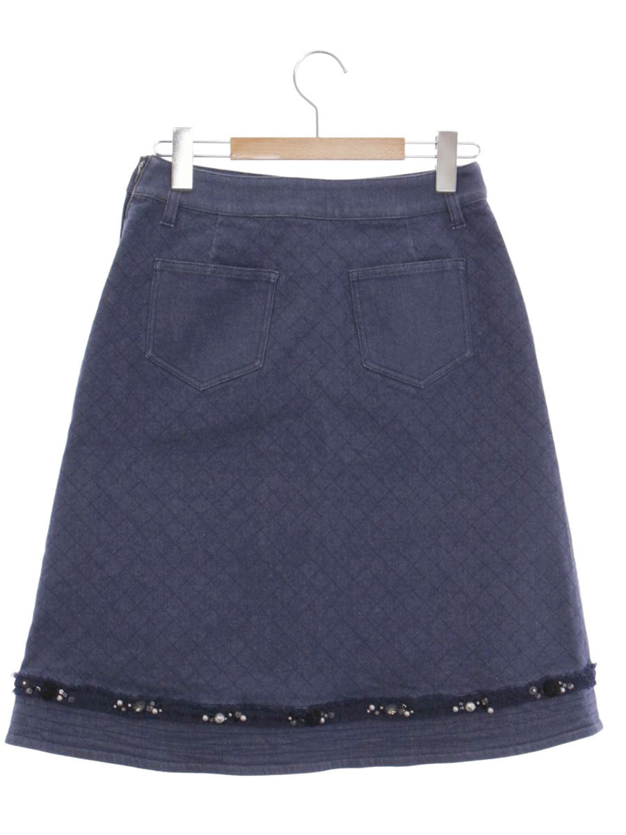 トゥービーシック W5S08-127-28 スカート 40 ネイビー デニム ビジュー ITSLBNVQTKEW