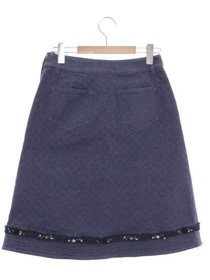 トゥービーシック W5S08-127-28 スカート 40 ネイビー デニム ビジュー ITSLBNVQTKEW