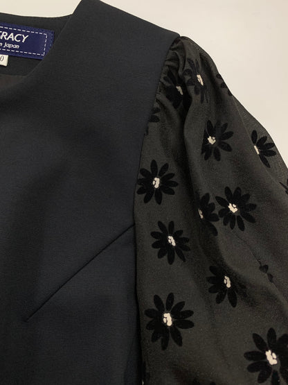 エムズグレイシー 211119 ワンピース 40 ブラック マーガレットモチーフ IT58J2QZUHI0