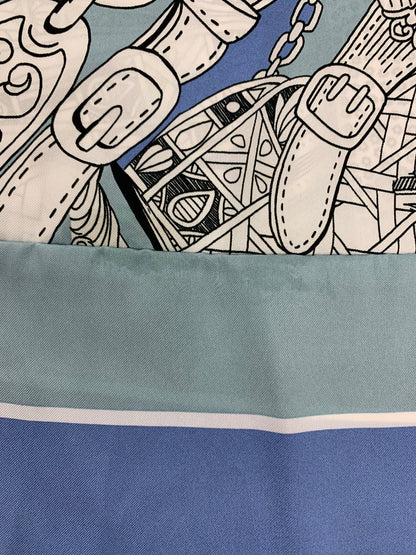 グレースクラス 02232-31072 ワンピース 36 ブルー スカーフ チェーンモチーフ ITLDSZ3OFOK2