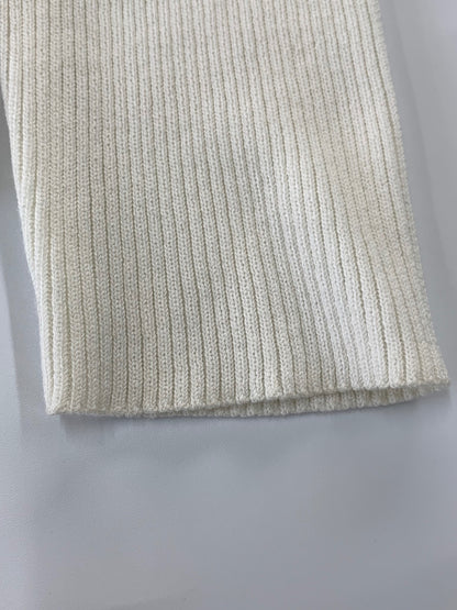 エムズグレイシー 018106 ニット 38 ホワイト リブ袖 ハイネック スパンコール リボンモチーフ ITGUFF2J3E4C