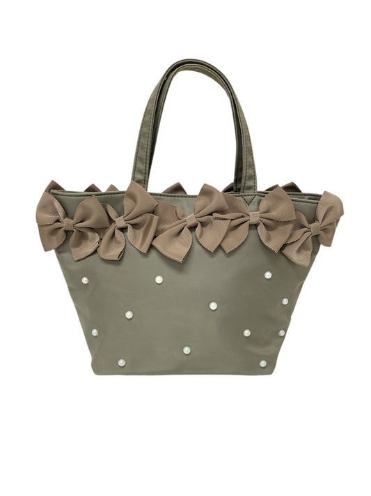 エムズグレイシー Ribbon Pearl Tote 894516 トートバッグ グレージュ ナイロン ITLC13PZCBAG