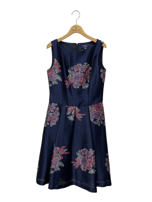 エムズグレイシー 811351 ワンピース 38 ネイビー フラワーモチーフ 刺繍 オーガンジー ITO8WXKB6QJC