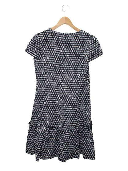 エムズグレイシー 721514 ワンピース 40 ブラック/ホワイト/グレー フラワーモチーフ リボン ITESL7225LXC