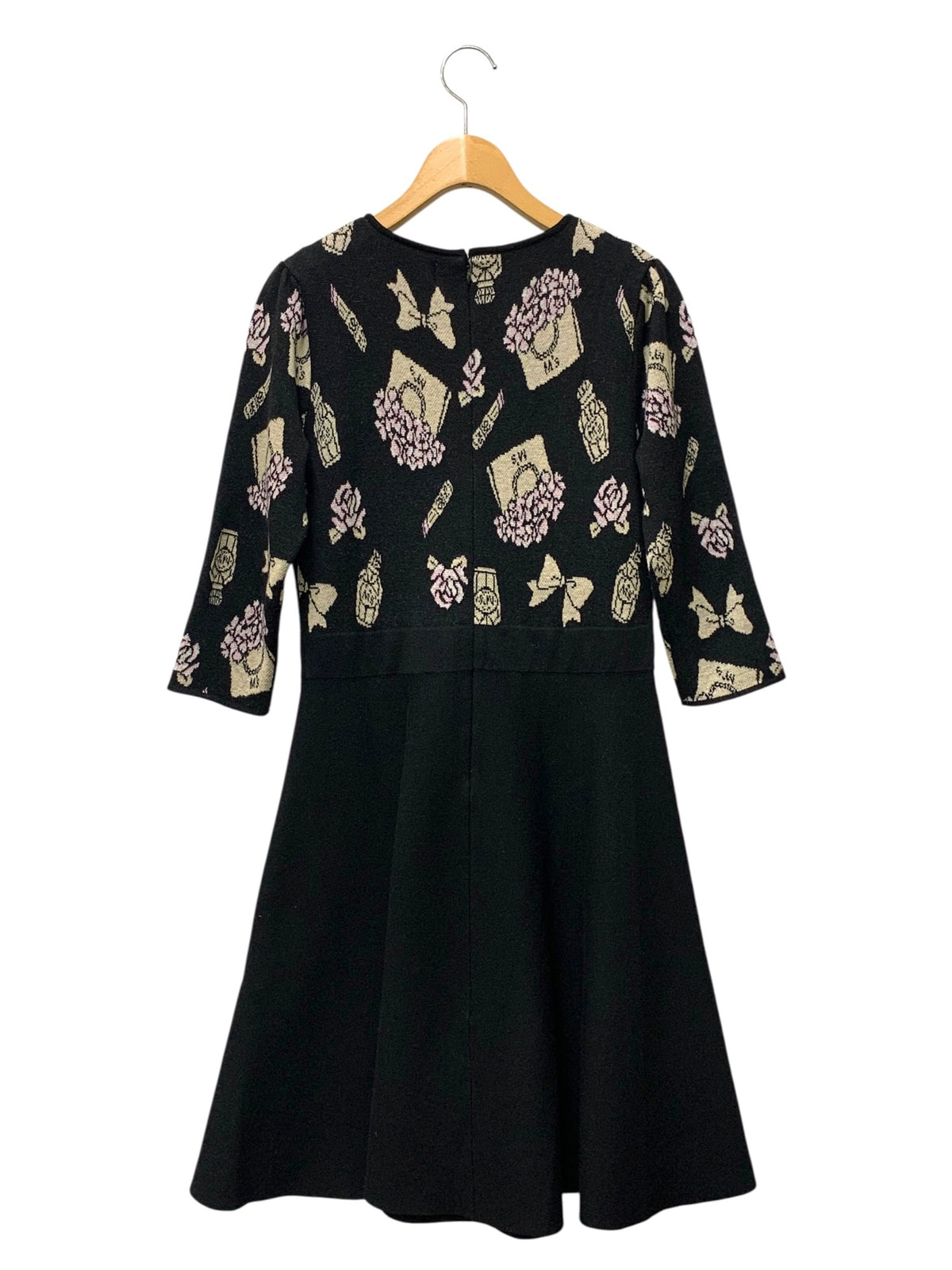 エムズグレイシー Icon Motif Knit One-piece 918567 ワンピース 38 ブラック アイコン ニット ITLURQHIZ55O