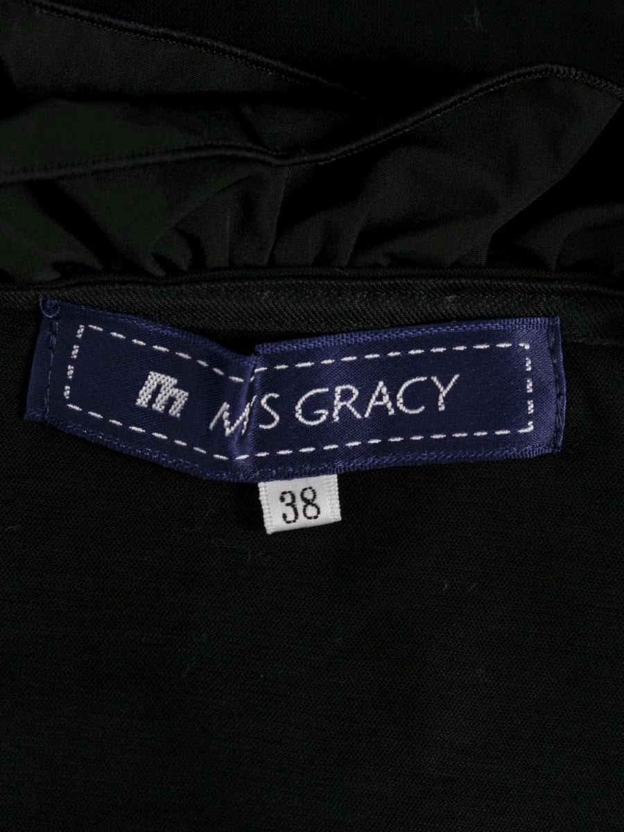 エムズグレイシー 625104 Tシャツ カットソー 38 ブラック フリル グログランリボン IT2IMP3Q88NC