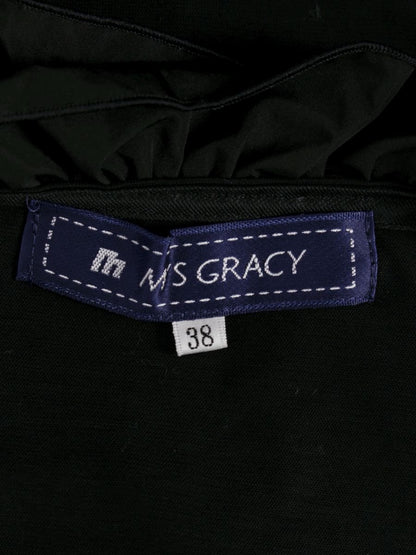 エムズグレイシー 625104 Tシャツ カットソー 38 ブラック フリル グログランリボン IT2IMP3Q88NC