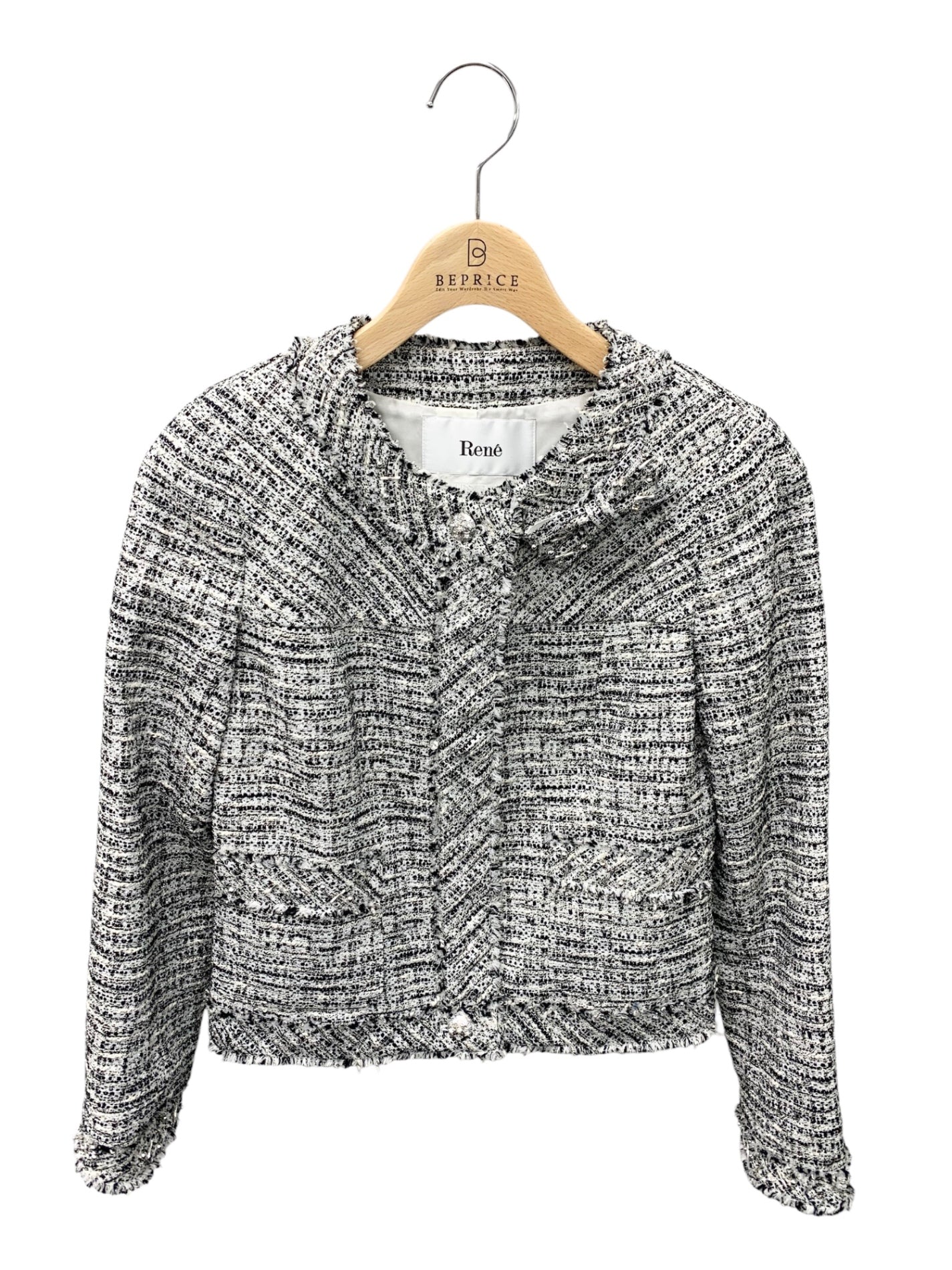 ルネ 6013080 ジャケット 34 ブラック TISSUE社製ツイード ITIGP4IG1IKU