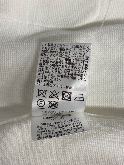 エムズグレイシー 018108 カーディガン  38 ホワイト  ビーズ リボンカーディガン IT8AFJJDMQTC 【SALE】