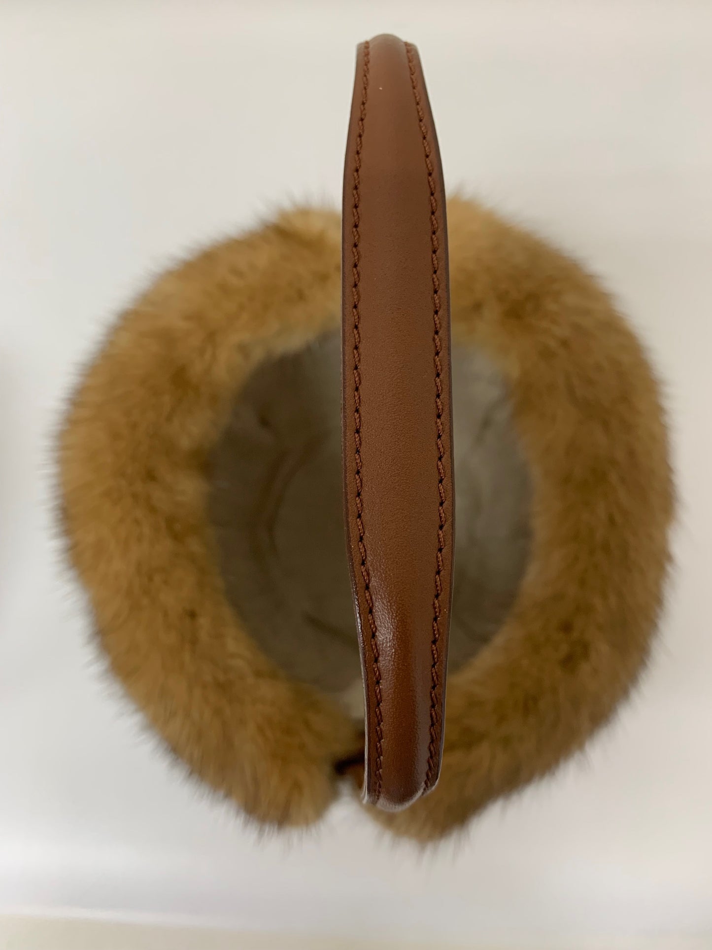 フォクシー ハンプトンバスケット ハンドバッグ ブラウン ミンクファー レザー 編み込み ITRZR4CYO7XK