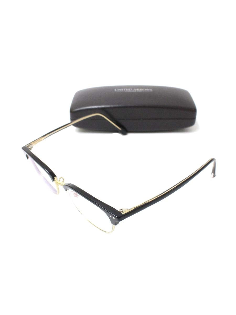ユナイテッドアローズ LINDEN メガネ ブラック/ゴールド ブローフレーム ウェリントン ITFBJ6AQOVD8