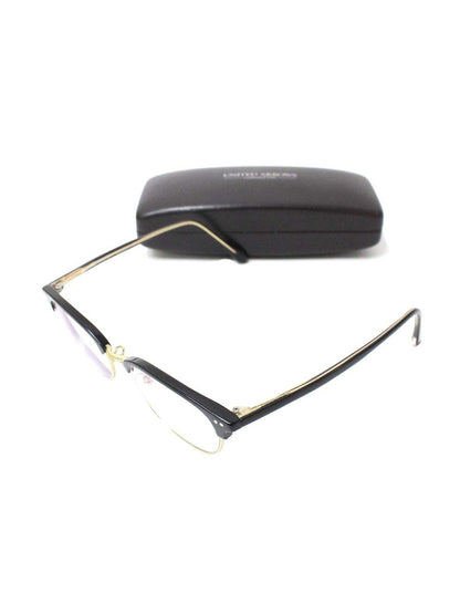 ユナイテッドアローズ LINDEN メガネ ブラック/ゴールド ブローフレーム ウェリントン ITFBJ6AQOVD8