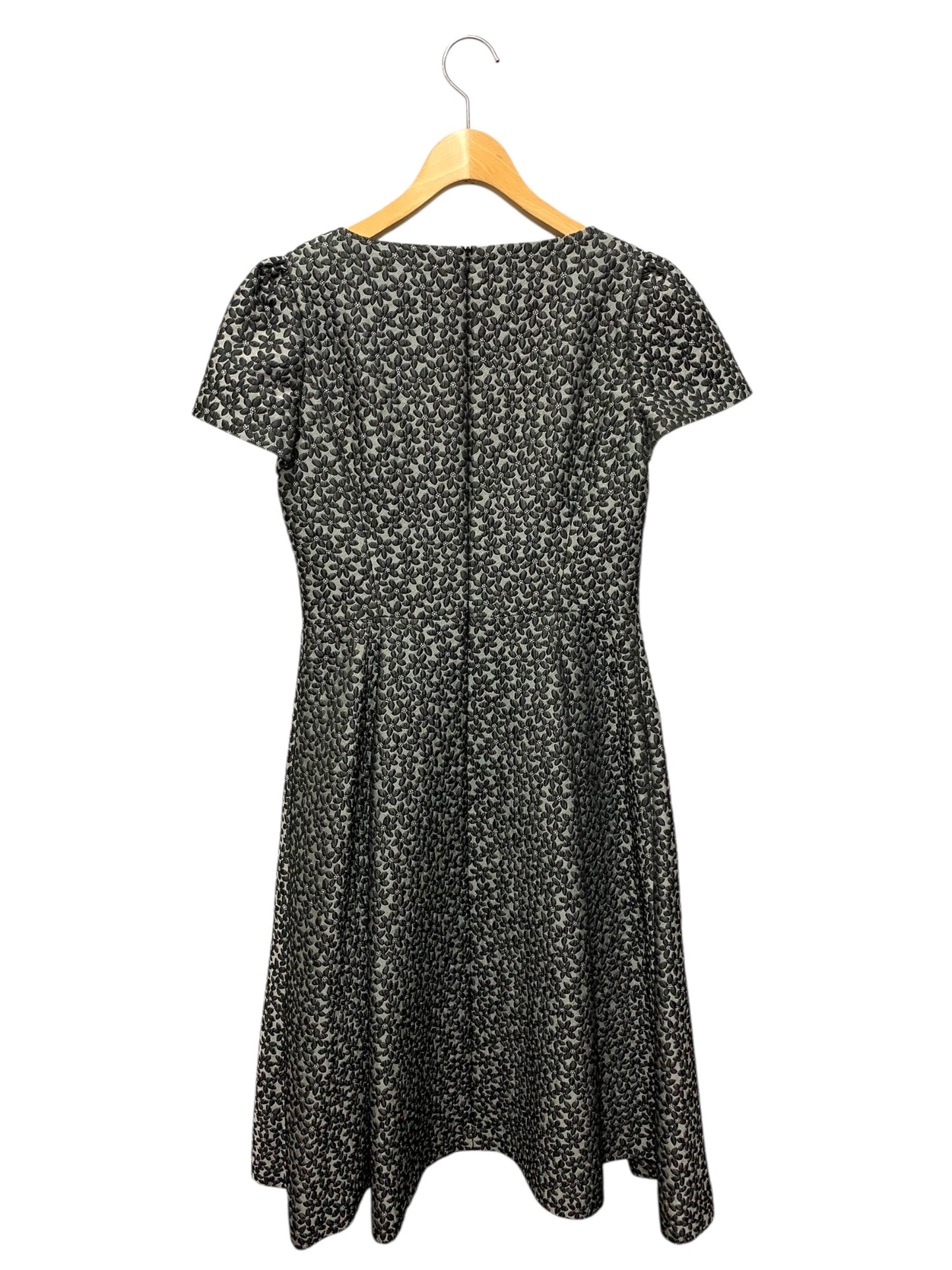 エムズグレイシー 511507 ワンピース 38 グレー フラワーモチーフ フロントジップ リボン ITXZM1LHSVHC