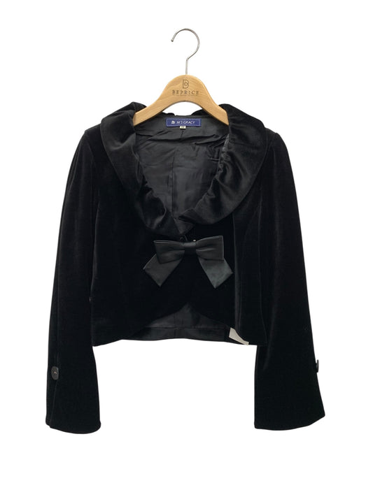 エムズグレイシー 624506 ジャケット 38 ブラック ベロア リボン ITI0HOKOGUQ4 【SALE】